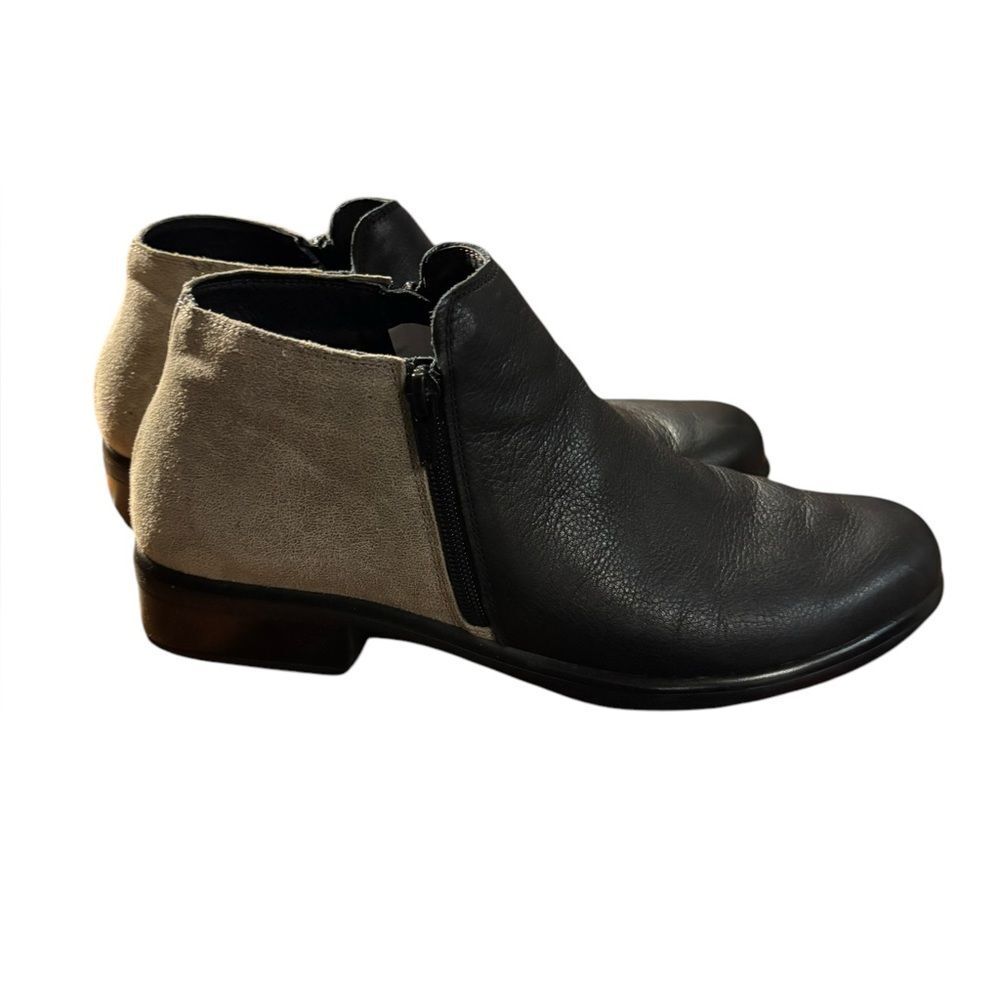 NAOT leather boots soft black speckled beige 41